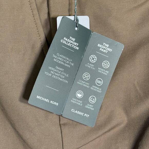 Michael Kors Men's Classic Fit Perform Fall Dress Pants Light Brown 31x32 $95 - Picture 5 of 9